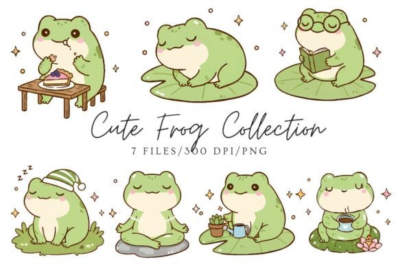 Download Cute Frog Daily Life Sticker Set - Sticker Collection