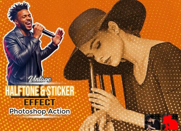 Download Vintage Halftone &amp; Sticker Effect - Sticker Collection