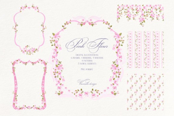 Download Pink Flower Borders Wreaths and Frames - Wreaths Collection