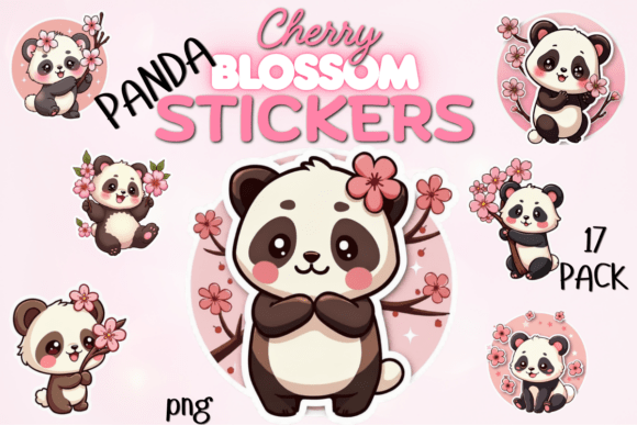 Download Cherry Blossom Panda Stickers 17 Pack - Sticker Collection
