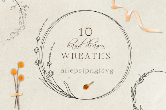 Download Line Floral Wreaths Collection - Wreaths Collection