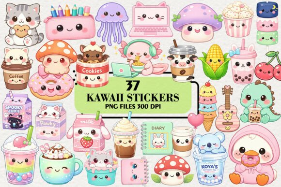 Download Kawaii Cute Stickers Clipart Bundle - Sticker Collection