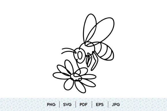 Download Bee and Flower One Line SVG - One line svg Collection